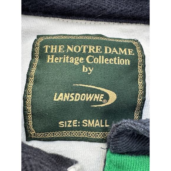 Notre Dame Striped Rugby Polo Shirt Mens Small Preppy Embroidered Smart Classic - Picture 2 of 11